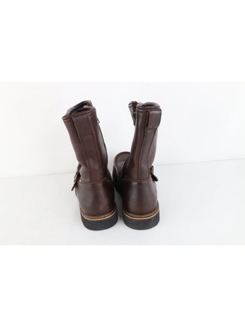 Vintage Streetwear Mens 11 M Waterproof Leather Buckle Engineer Boots Brown